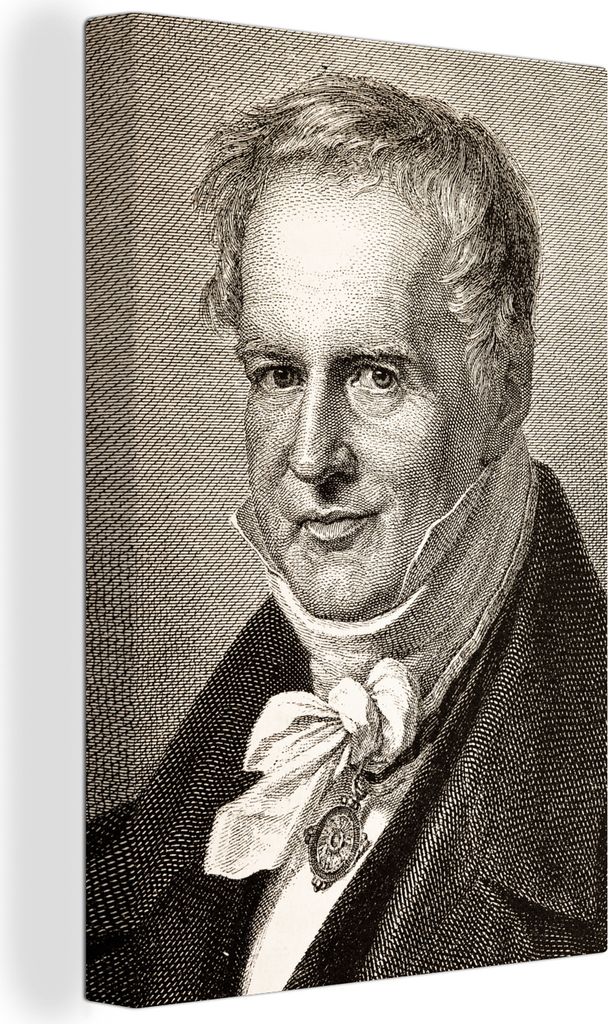 MuchoWow - Leinwandbilder - Illustration eines Gesichtsporträts von Alexander von Humboldt, Wandbild, Wanddeko Bilder Wohnzimmer, 60x90 cm