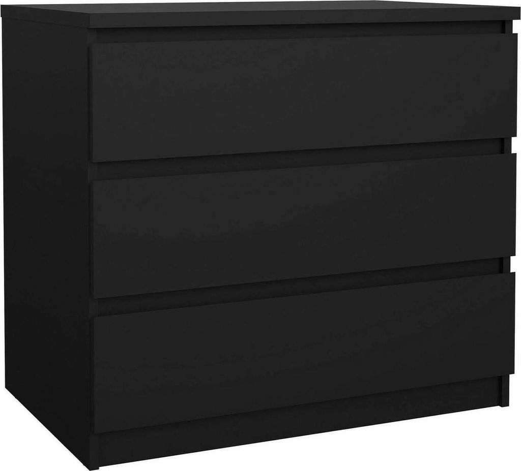 Dmora Kommode Lilou 77x50x68 cm Schwarz 3 Schubladen