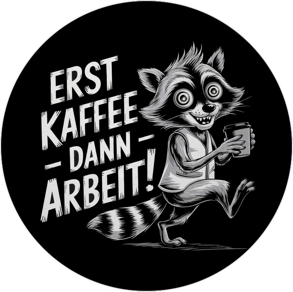 Erst Kaffee - dann Arbeit Magnet mit Flaschenöffner mit verrücktem Waschbär
