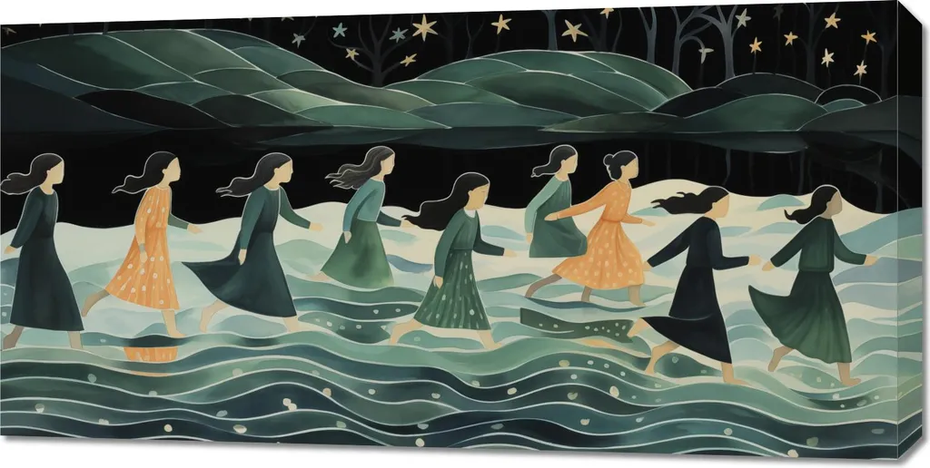 Offerta Quadro 100x50 Processione Notturna - Tela Alta Qualità