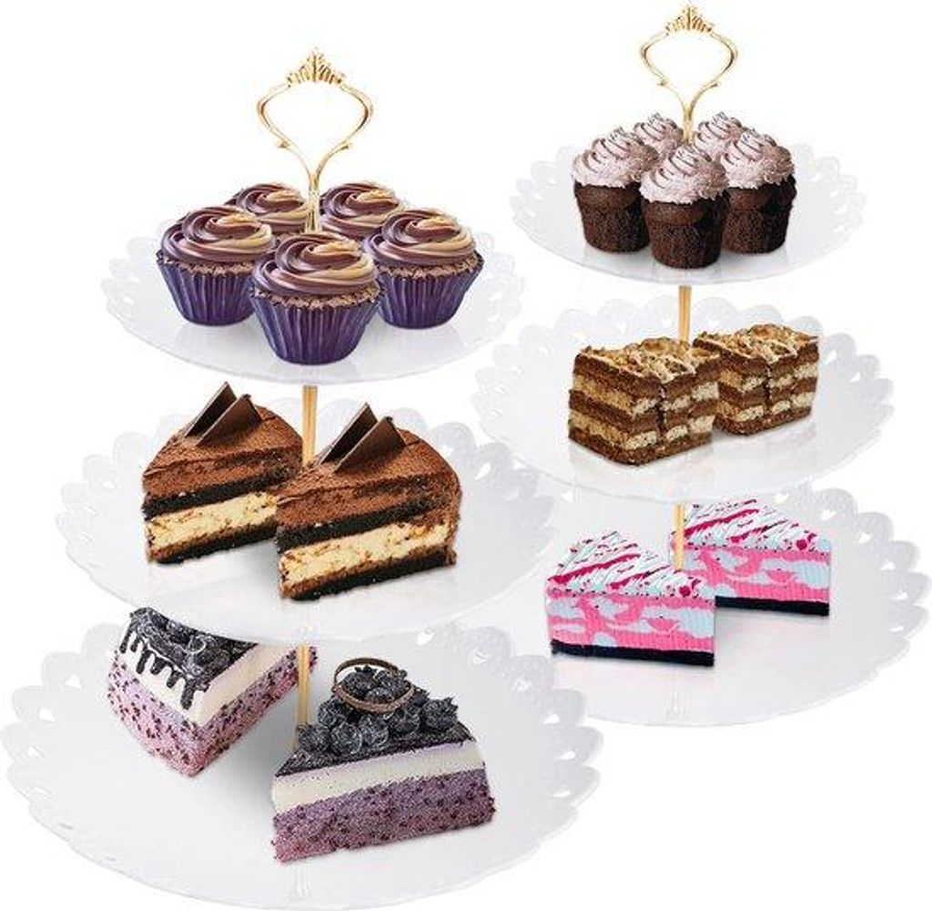 2-lagiger Cupcake-Stand für Desserts, Obst und Gebäck, ideal für Hochzeit und Party