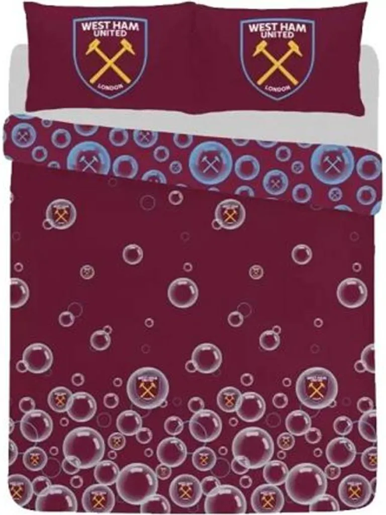 Housse de Couette West Ham United Lit Simple Réversible avec Taie d'Oreiller