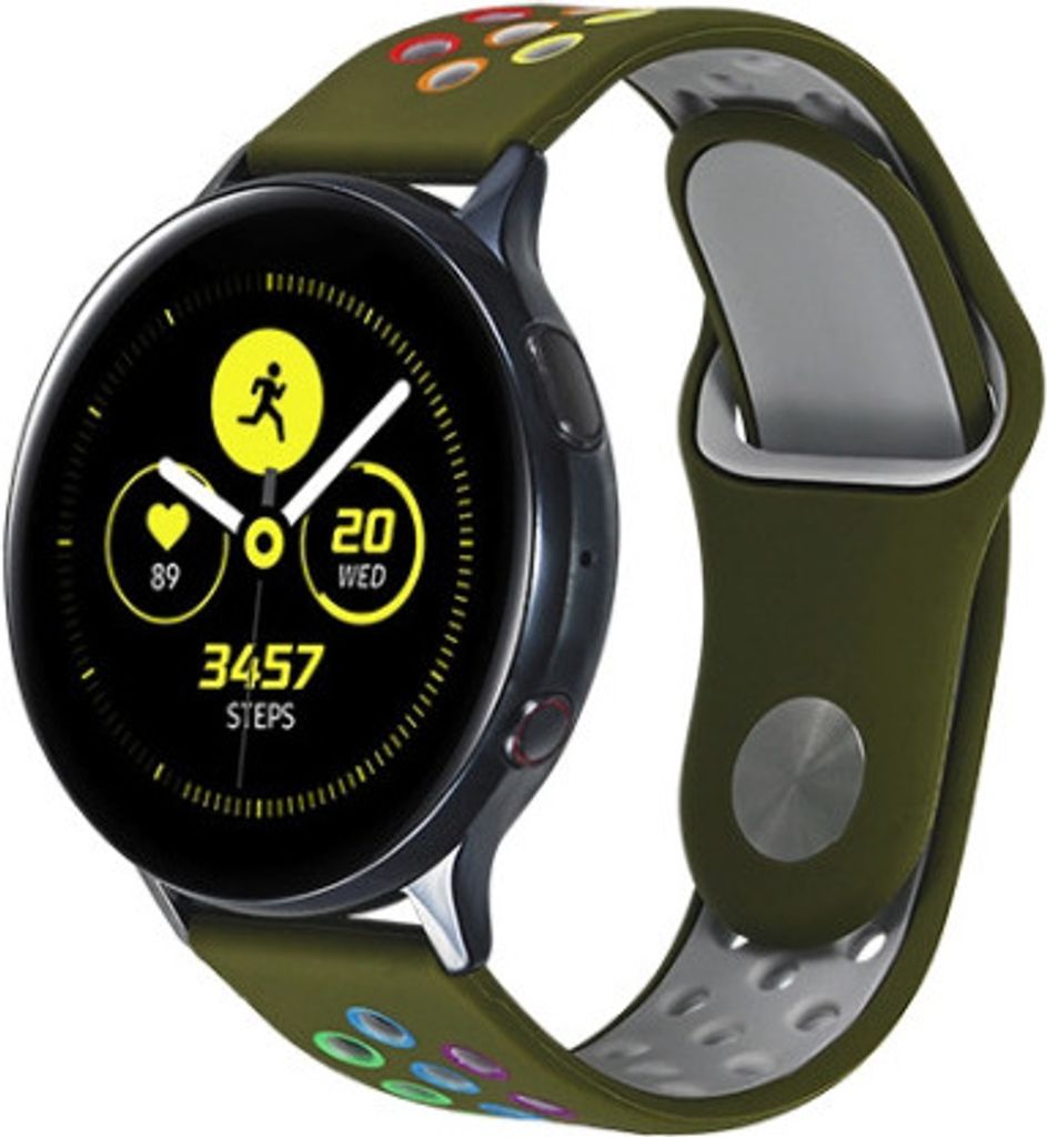 Strap-it Samsung Galaxy Watch 42mm Sportarmband (Armeegrün Bunt)