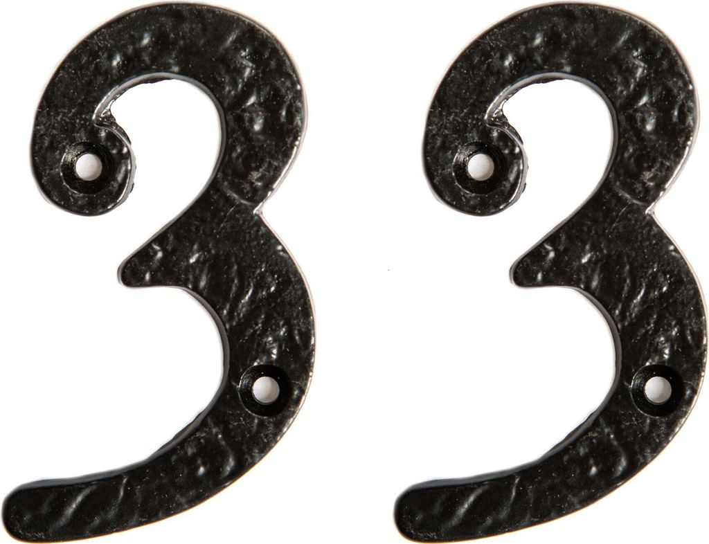 2x rustikal Eisenwerte - Nummer 3 Gusseisen Antike Haustürschild 75mm schwarz
