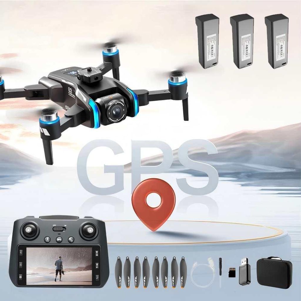 AIORBER GPS Drohne mit Kamera Professional, Faltbar Quadcopter mit Bürstenlosem Motor, Optischer Fluss Positionierung, 3 Batterien und Tasche, Sch...