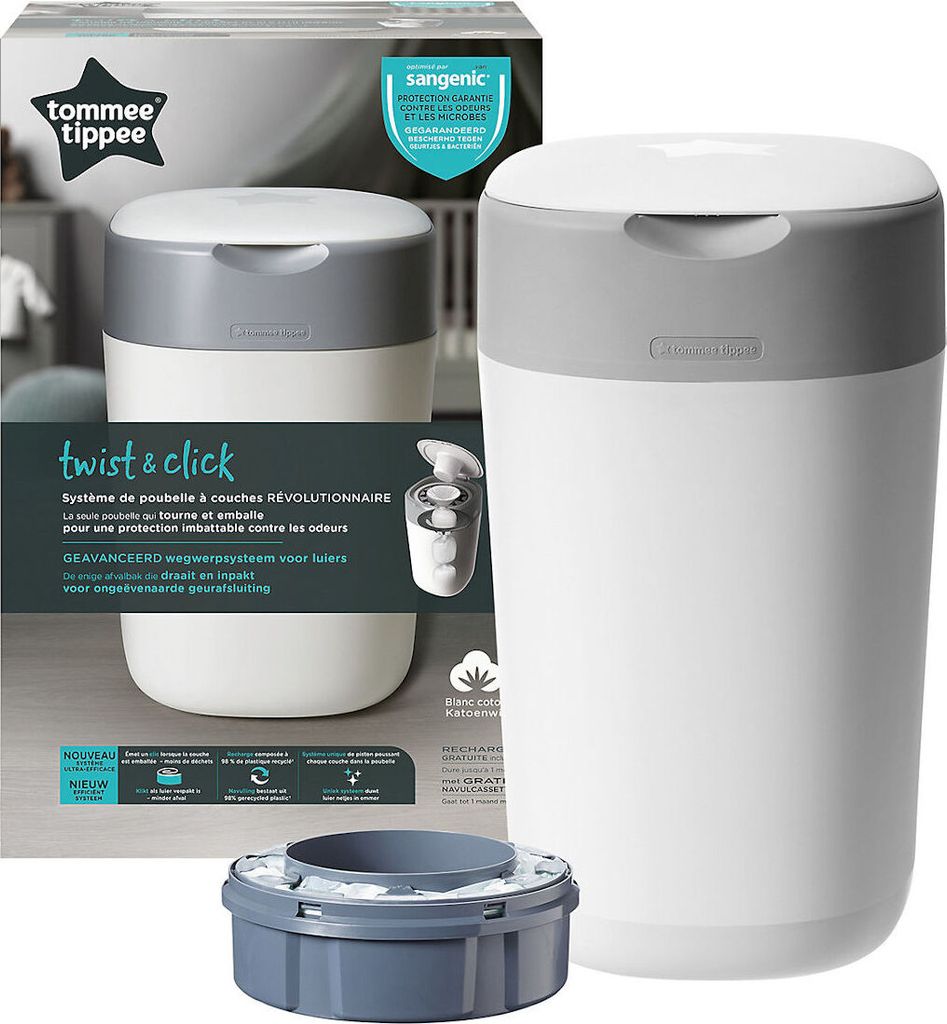Tommee Tippee Sangenic Twist & Click Papierkorb Weiß  Weiß Produktbild 