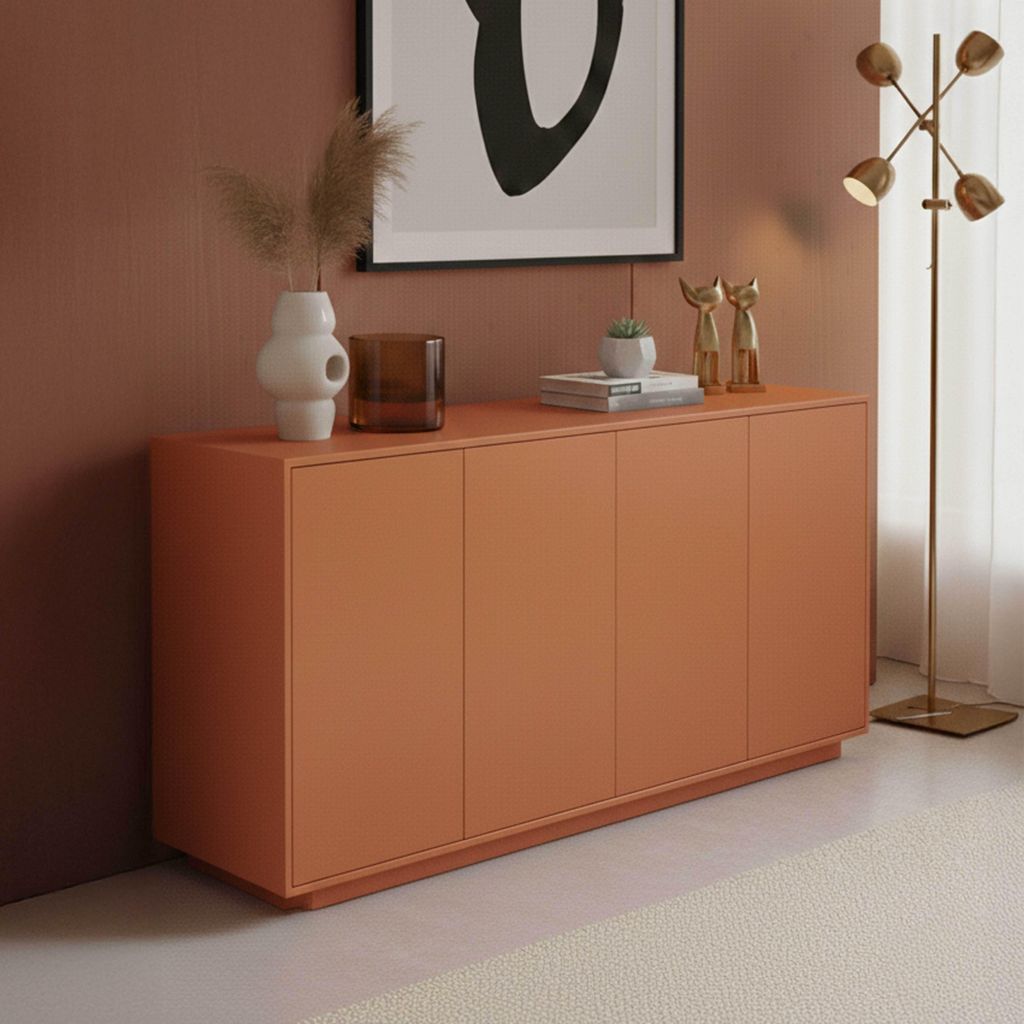 Credenza moderna rettangolare a 4 ante L160 cm mattone - Immagine del prodotto 