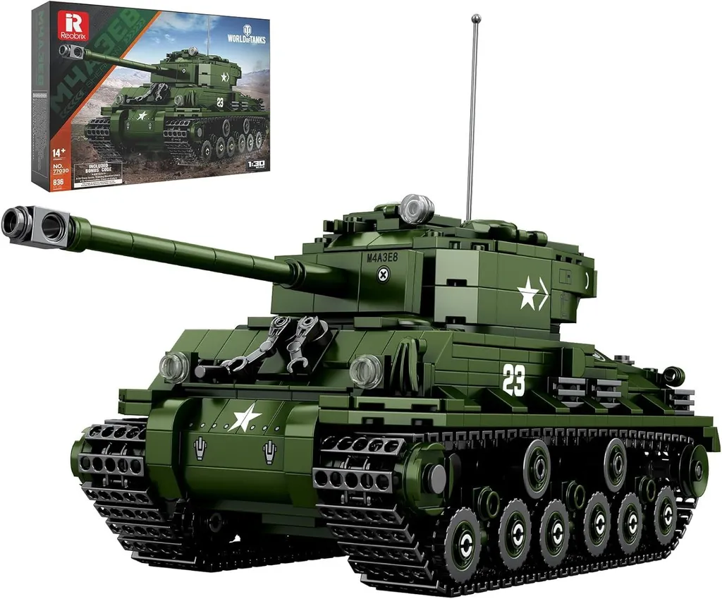 Jeu de Construction Militaire Tank Sherman M4A3E8 pour Ados et Adultes