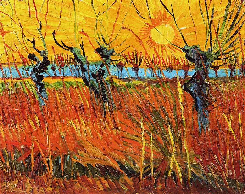 Legendarte - Kunstdruck auf Leinwand - Weiden bei Sonnenuntergang Vincent Van Gogh - Wanddeko, Canvas cm. 80x100