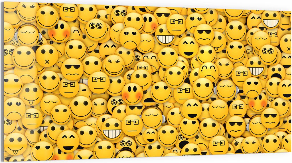 DEQORI Glasbild Echtglas 100x50 cm 'Vielzahl von Smileys' Wandbild Bild modern Deko