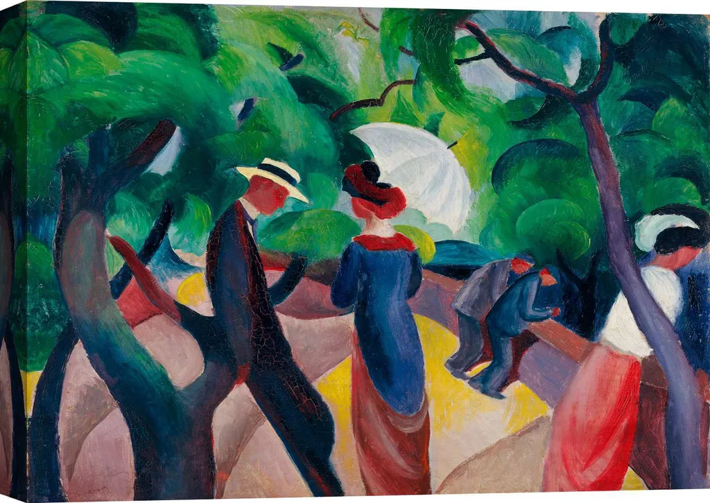 August Macke Promenade Stampa su Tela 60x40 cm - Quadro Arredo Moderno