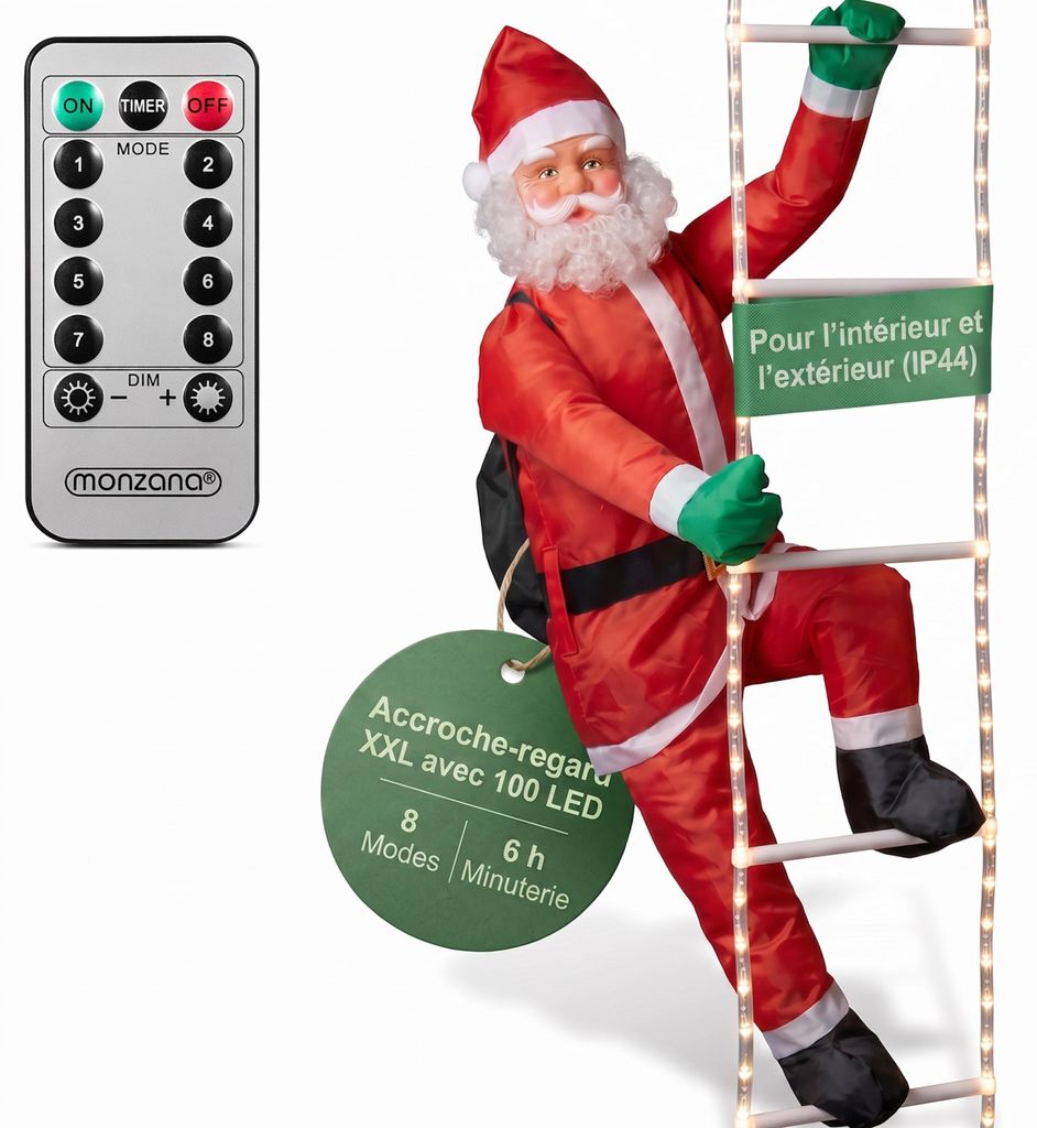 MONZANA® Père Noël échelle extérieur grimpeur lumineux LED Image du produit 