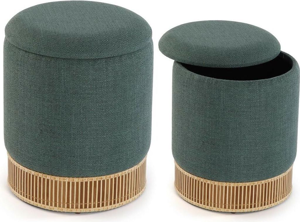 Abnehmbare Pouffe Versa Grün Bambus Holz MDF