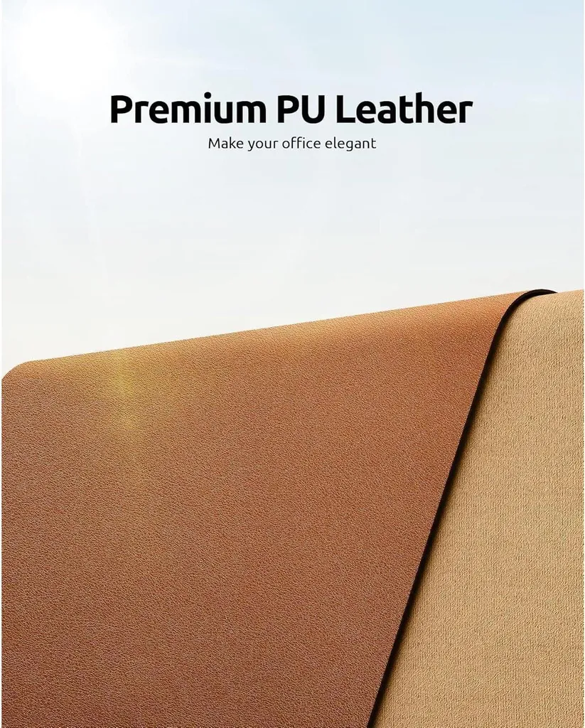 Sous-main Imperméable en Cuir Marron 60x35cm - Texture Lisse Premium - 2