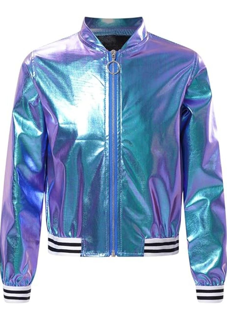 Metallic Baseball Jacke für Kinder – Jungen & Mädchen, Gr. 128 Cm College Jacke für Karneval, Party & Halloween
