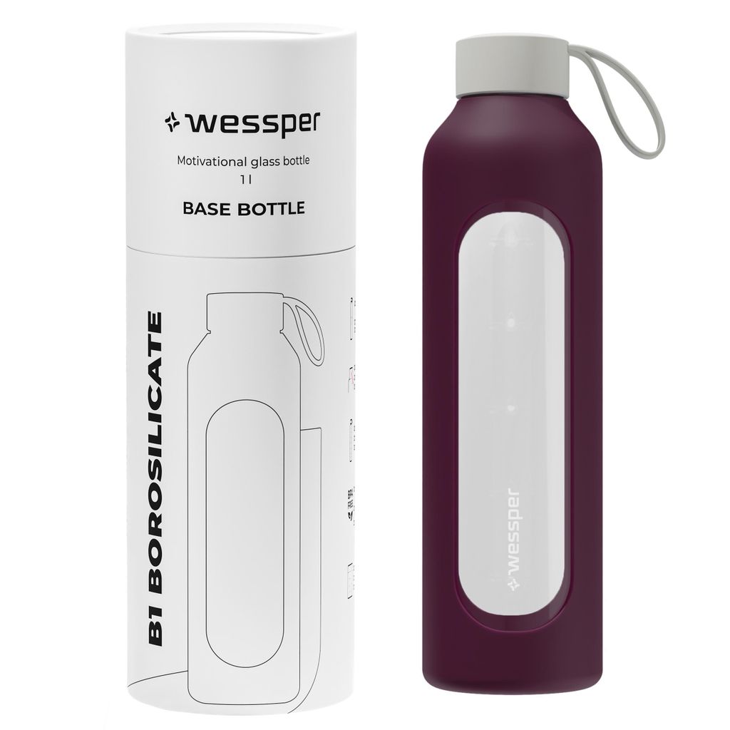 Borraccia in vetro con rivestimento in silicone Wessper – 1 Immagine del prodotto 
