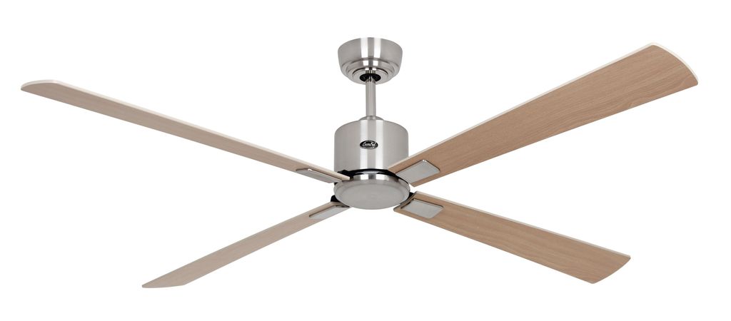 Energiespar Deckenventilator mit Fernbedienung Eco Neo III WiFi 152 cm Chrom gebürstet Flügel Ahorn / Buche