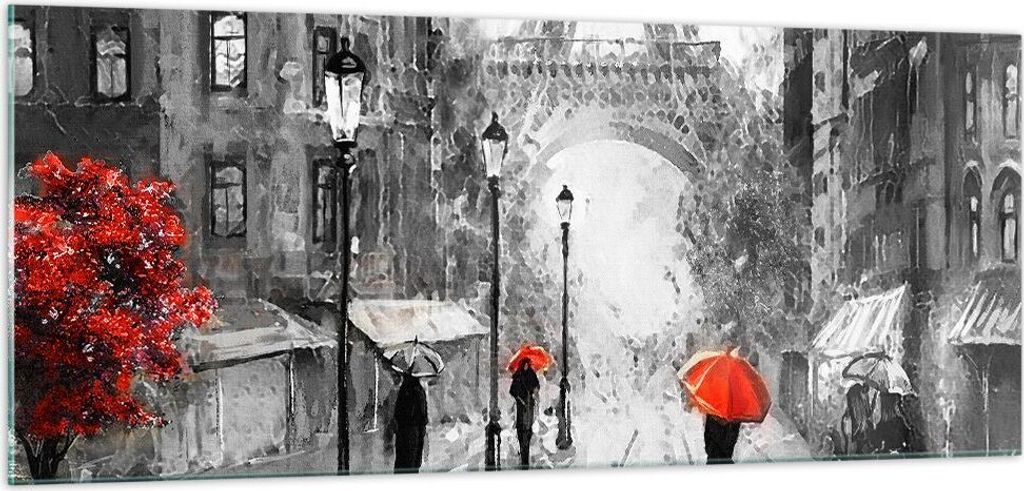 Bilder auf glas - Paris Stadt Zuhause - 100x40cm - Glasbilder - Wandbilder - Kunstdruck - zum Aufhängen bereit - Wanddekoration aus Glas - Glas Bi...