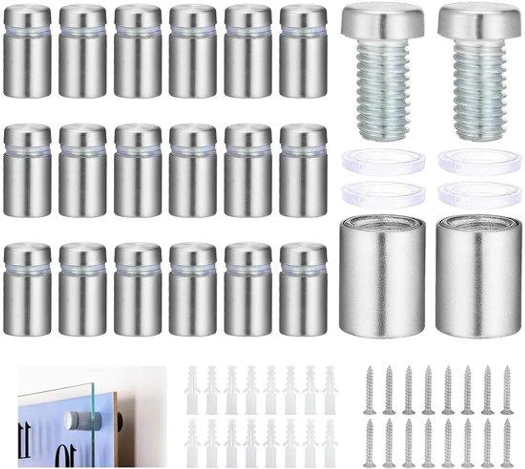 20 Entretoises inox 12x20mm pour fixation de panneaux et signalétique