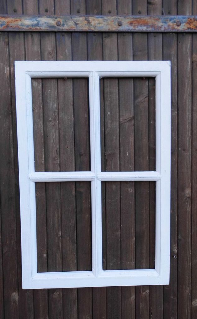 Fenster Sprossenfenster Bilderrahmen Wanddekoration Holz weiss 60 x 40