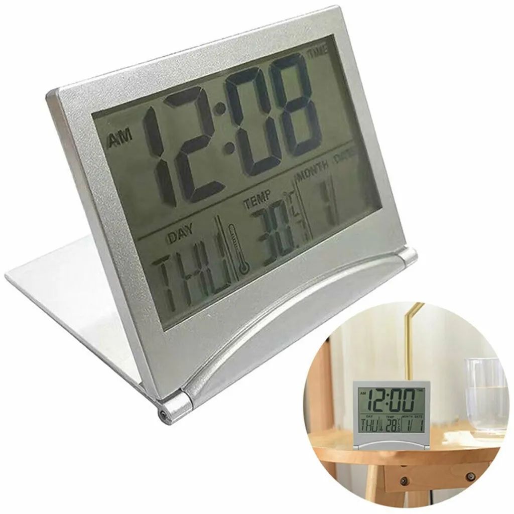 Digital LCD Wecker mit Großem Display Kalender und Temperatur Anzeige 