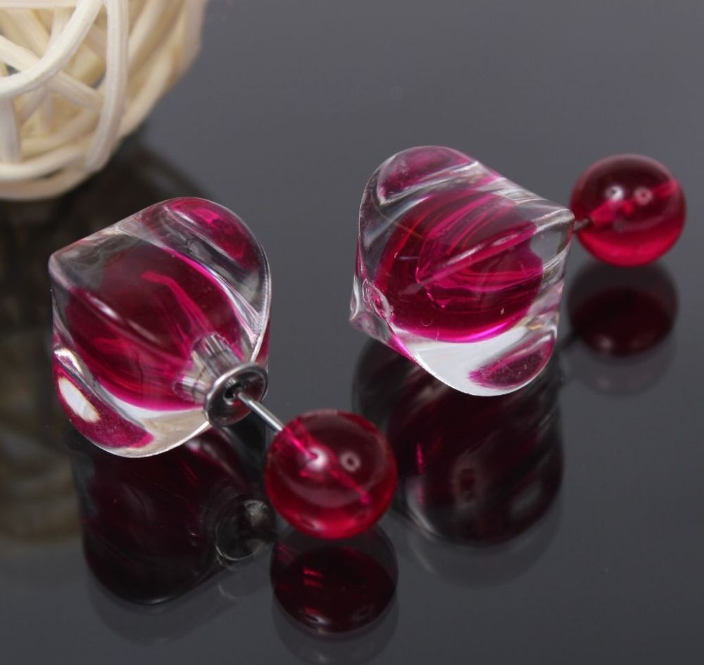 Schöne Doppelseitige Ohrringe in Pink