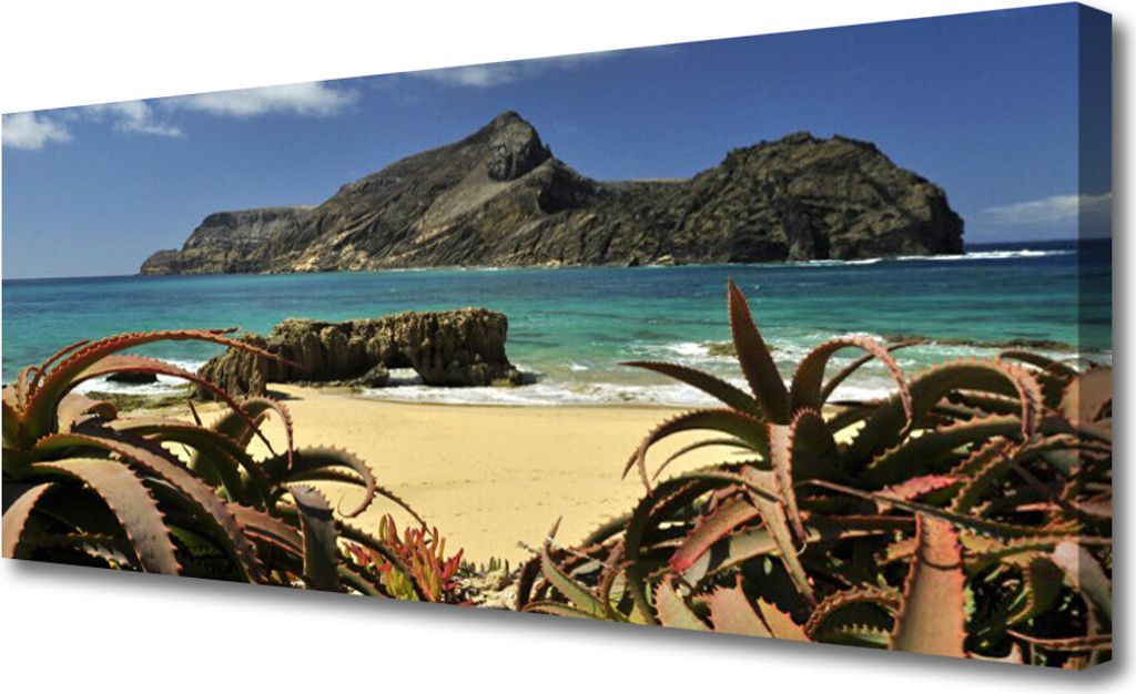 Tulup Leinwand-Bilder 125x50 Wandbild Canvas Kunstdruck Strand Meer Felsen Landschaft