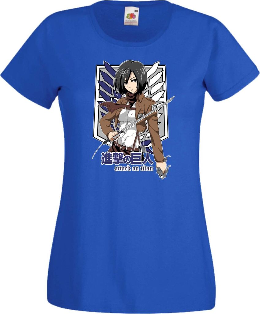 Damen T-Shirt Anime Manga Attack Anime On Titan Mikasa Ackerman 01 Ackerman Mikasa, Lady M / Blau