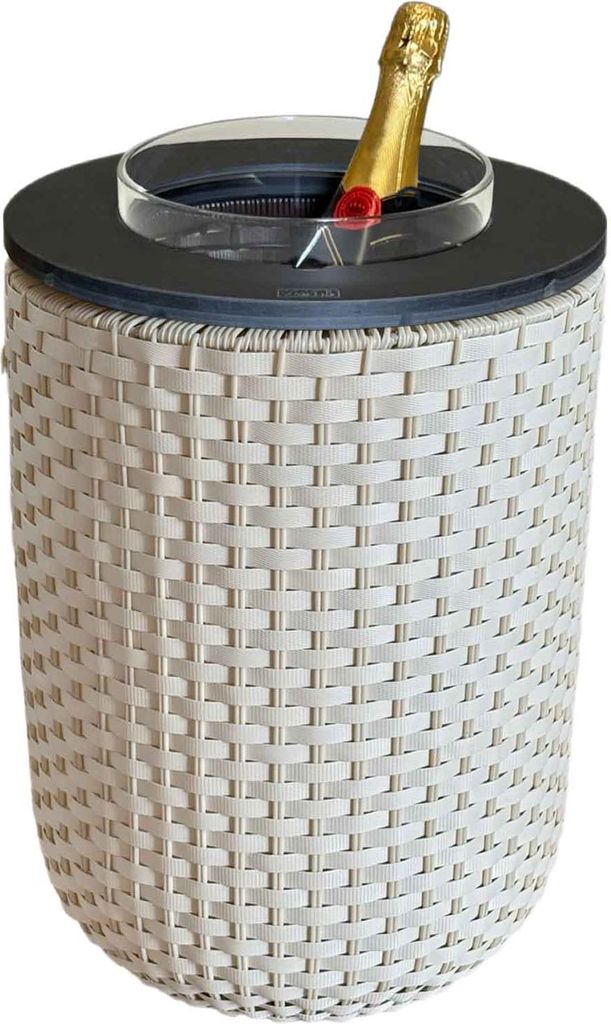 COOTAB Cooler Table LONDON 4-in-1 Loungetisch mit Acryl-Kühler - Champagner-Schwarz
