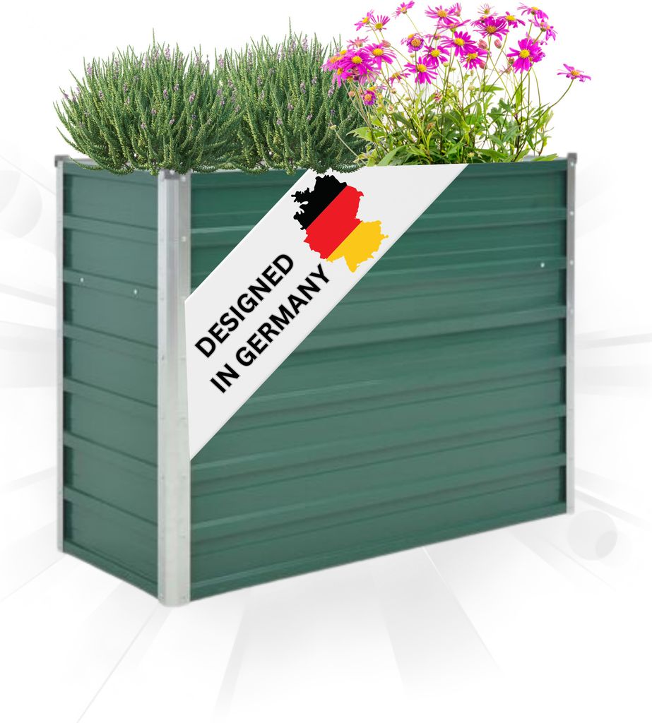 DELUKE Hochbeet für Garten OSKAR Grün | 100x40x77cm | Verzinkter Stahl | Wetterfest | Gartenbeet Kräuterbeet Blumenbeet Beet hoch Frühbeet f...