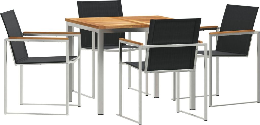 Möbel 5-teilige Garten Essgruppe aus Massivholz Teak, Outdoor Esstisch 90x90x74.5 cm aus Massivholz Teak - Gartentische 3334830