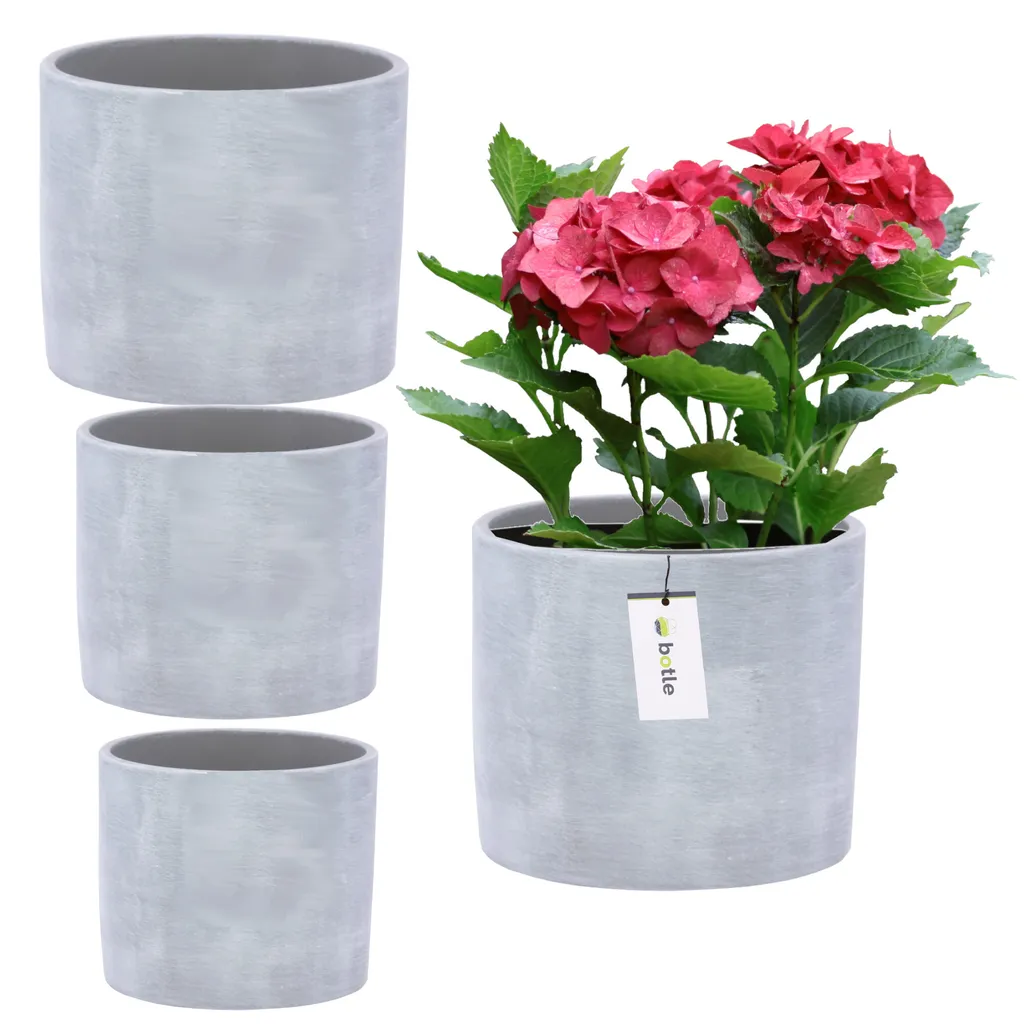 Trio de cache-pots design en céramique bicolore pour intérieur chic