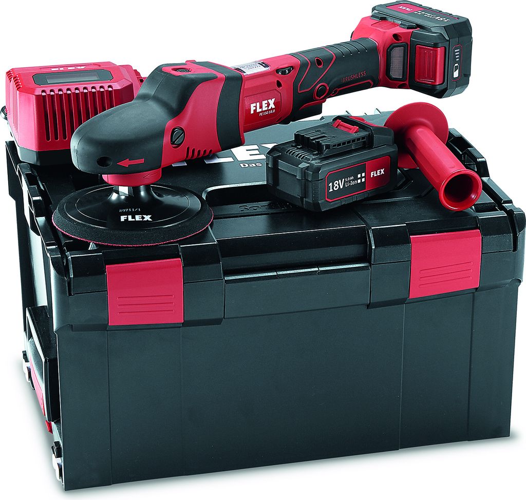Flex Akku Rotationspolierer PE 150 18.0-EC/5.0 Set max. Produktbild 