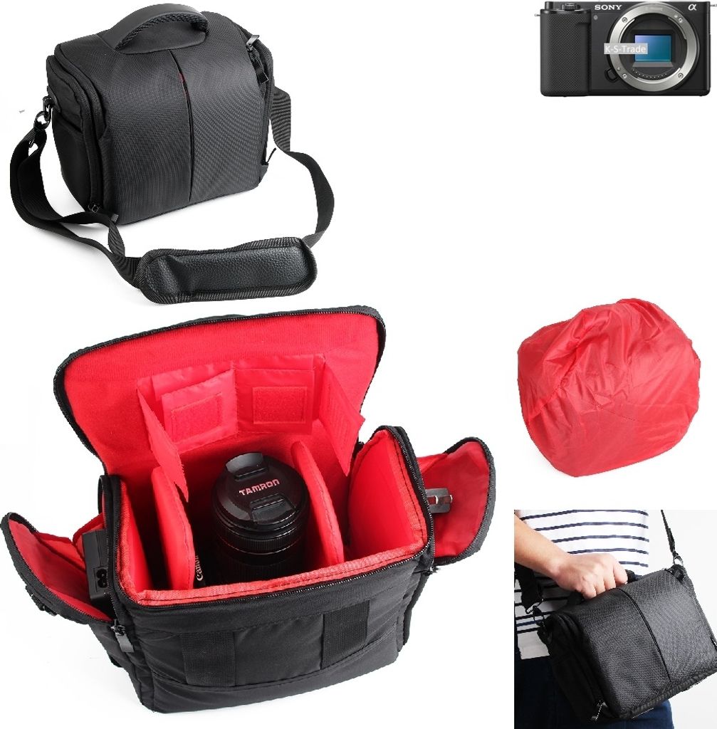K-S-Trade Kompatibel mit Sony ZV-E10 Kameratasche Fototasche Schultertasche Zubehör Tasche einteilbare Trennwänden für Systemkamera, DSLR DSLM SLR,