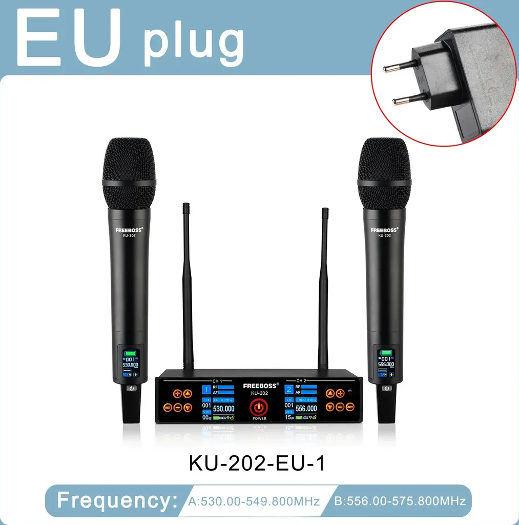 Microphone sans fil dynamique portable avec prise EU-Stecker Noir - 2