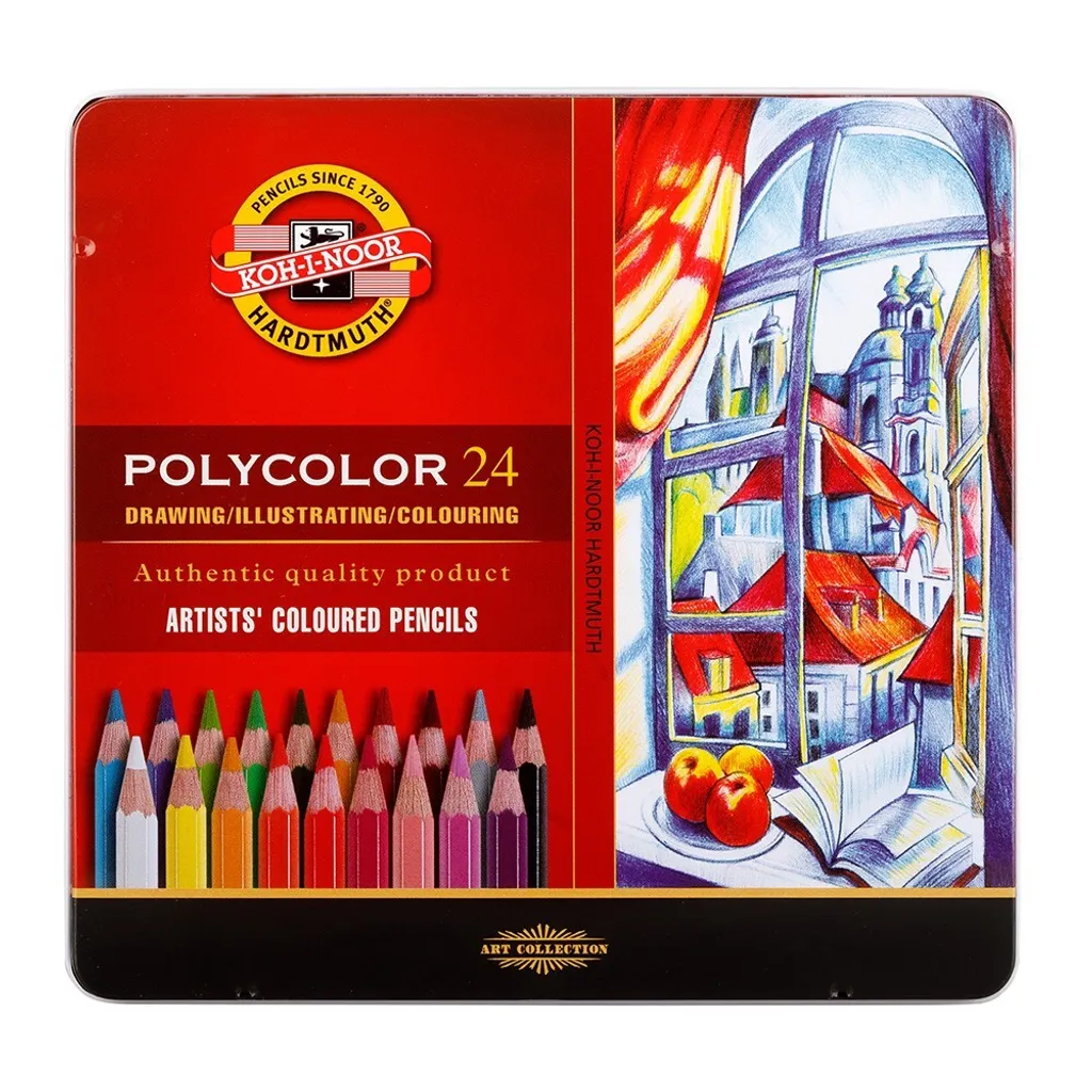 Pastelli a matita Polycolor 24 colori in scatola di metallo Koh-i-noor