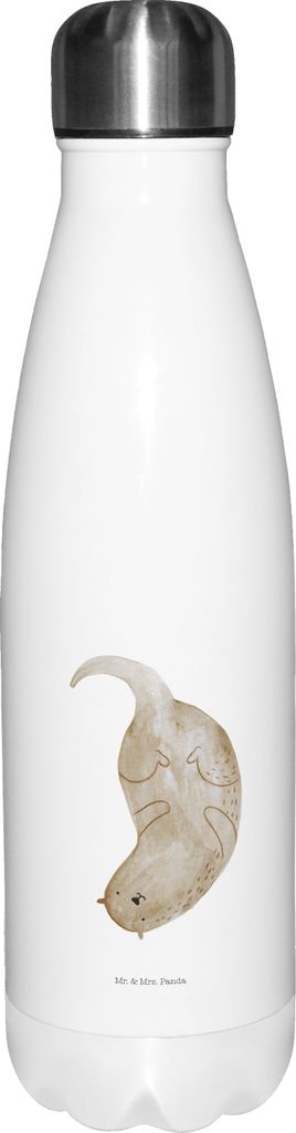 Mr. & Mrs. Panda Trinkflasche Otter Kopfüber - Weiß - Geschenk, Seeotter, Niedlich, trinkflaschen, Thermos, Thermosflasche, See, Wasserflasche, S...