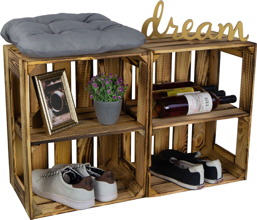 Regalkiste Gerda geflammt Quer Abageregal Nachttisch Produktbild 3