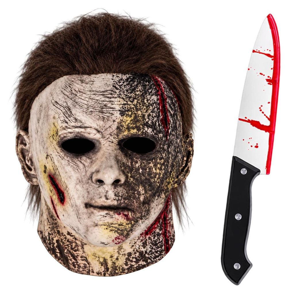 Michael Myers Maske, Horror Maske mit Spielzeugmesser, Produktbild 