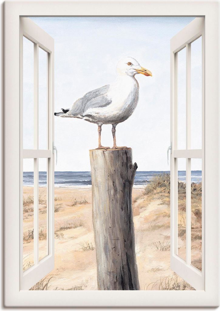 ARTland Leinwandbild Möwe Fensterblick Größe: 50x70 cm