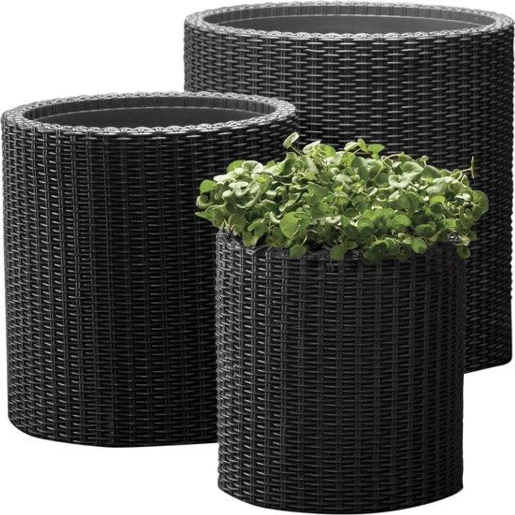 Pot de fleurs céramique triple - Design cylindrique et finitions premium