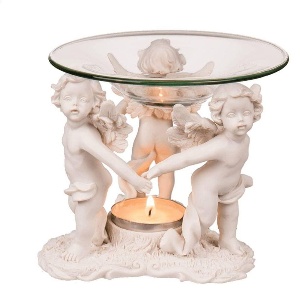 Lampada per aromi a tre angeli con ciotola in vetro - Immagine del prodotto 