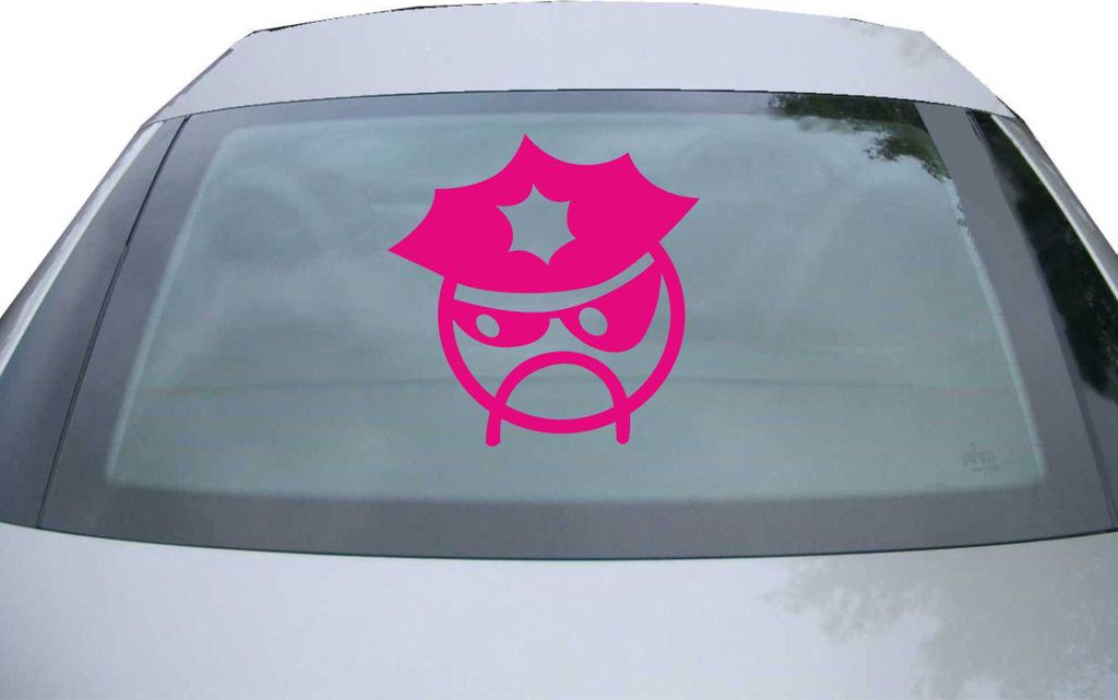 Indigos UG - Aufkleber Heckscheibe & Motorklappe DE6133 - pink - 600x600 mm - police - Auto Scheiben Fenster Heckklappe Tuning Racing JDM - Die cut