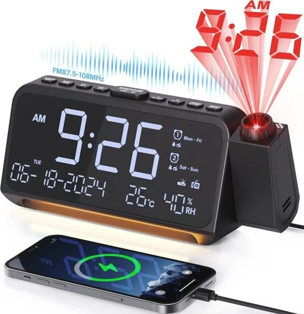 Radio-réveil lampe de table à intensité réglable et commande à distance