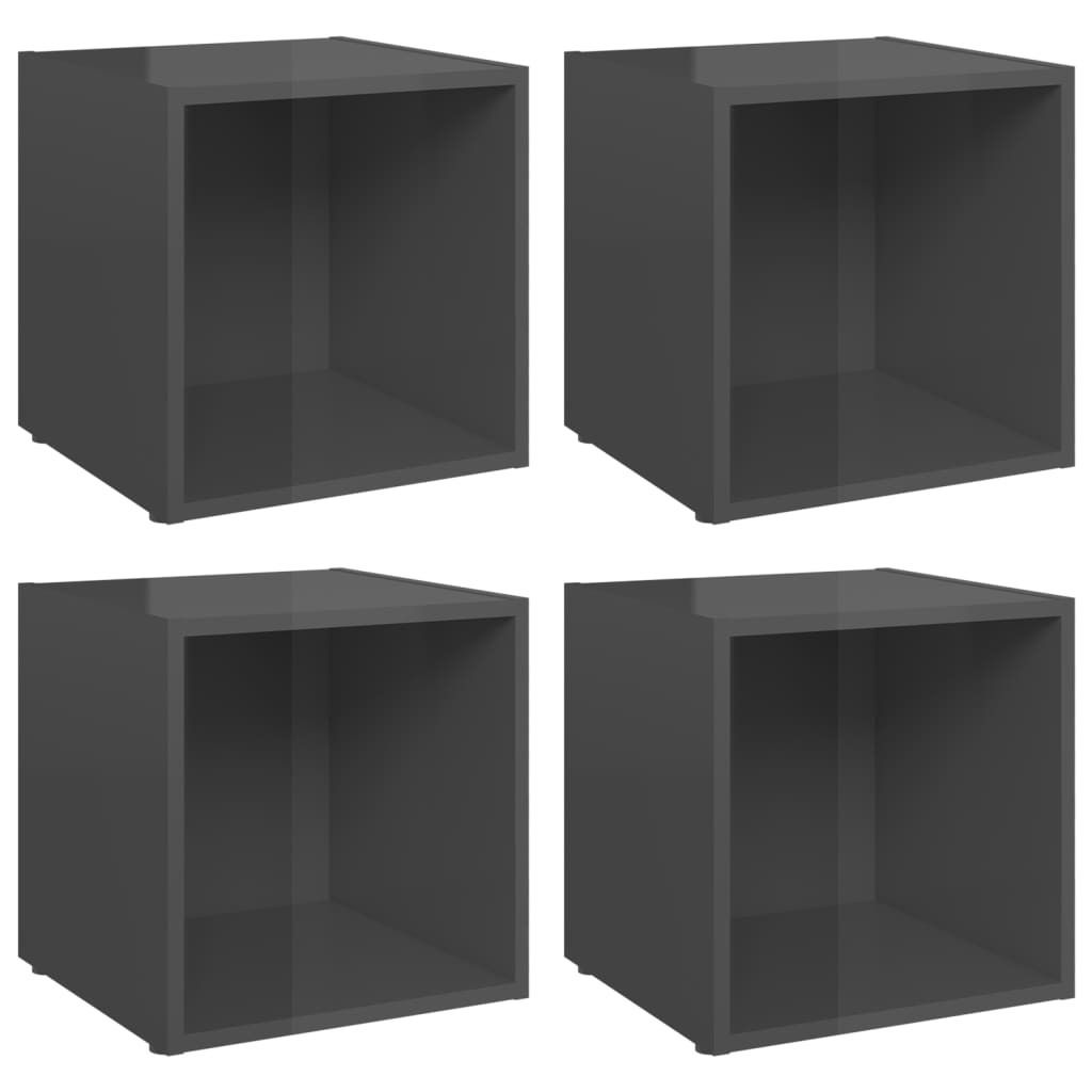 vidaXL TV-Schränke 4 Stk. Hochglanz-Grau 37x35x37 cm Holzwerkstoff