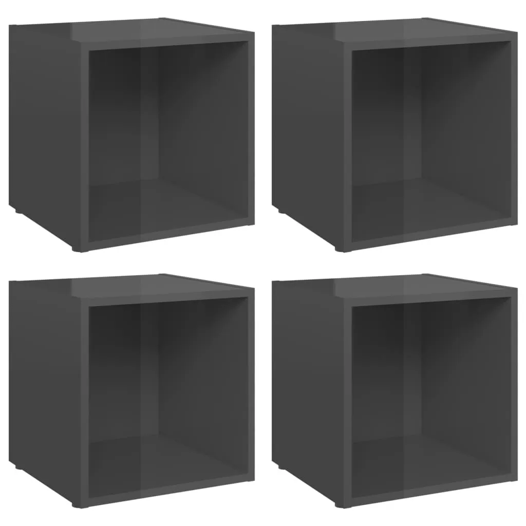 Mobili TV SYFAX 4pz Grigio Lucido - Arredo Solido e Ordinato per il Salotto