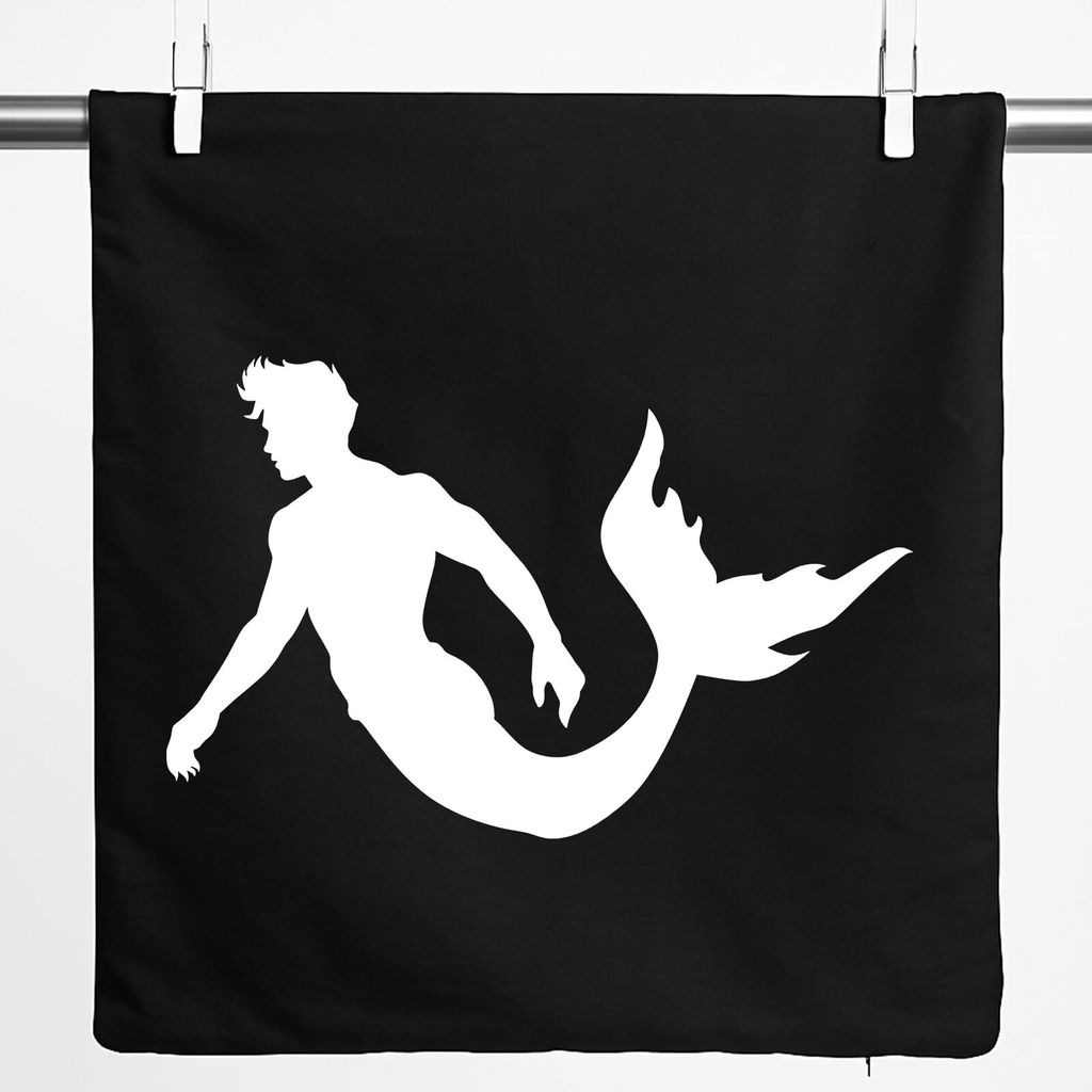 Huuraa Kissenbezug Meermann Silhouette 40x40cm Black Baumwolle Dekokissenbezug Geschenkidee