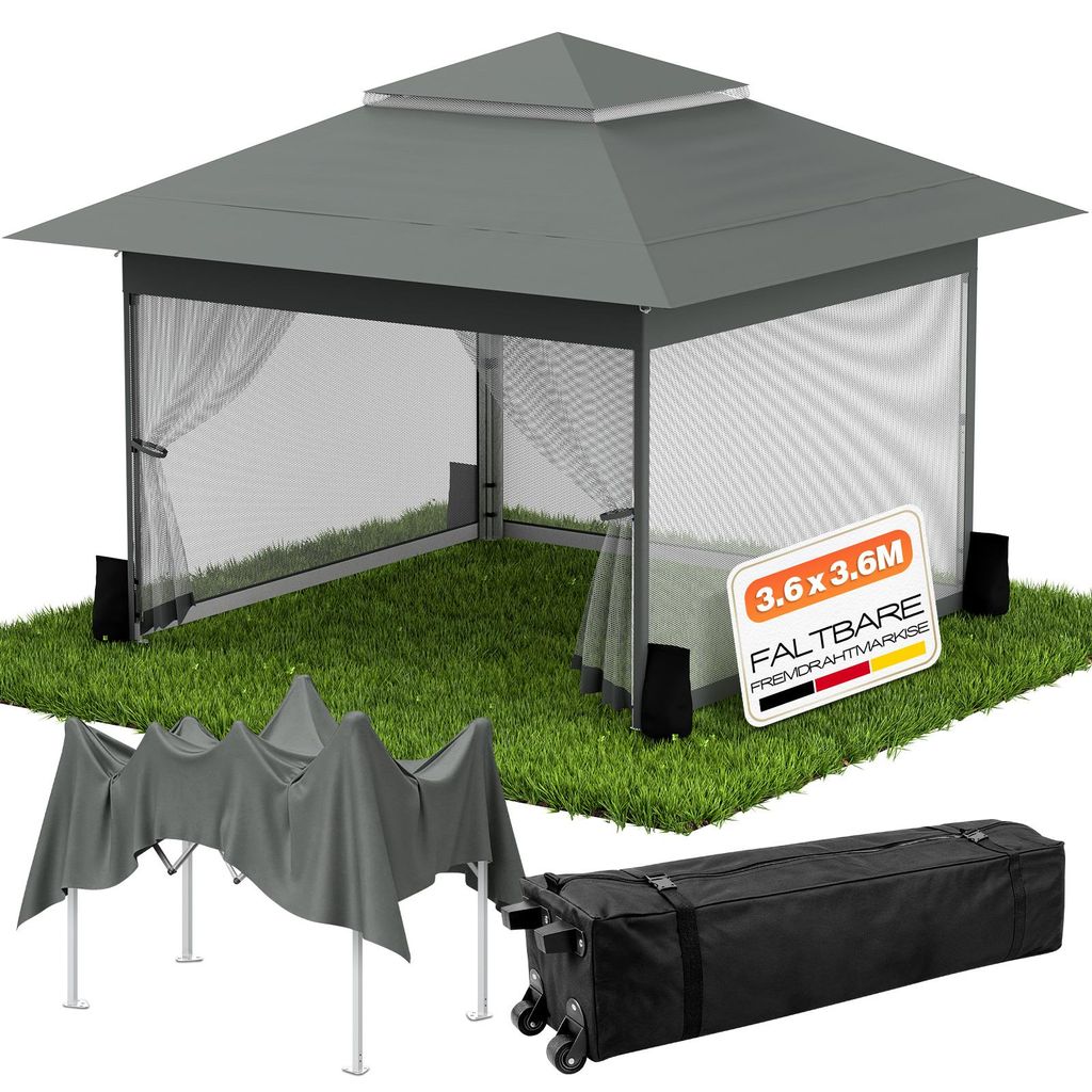 Arvioo Pop Up Pavillon 3,6x3,6 Wasserdicht Stabil, Produktbild 