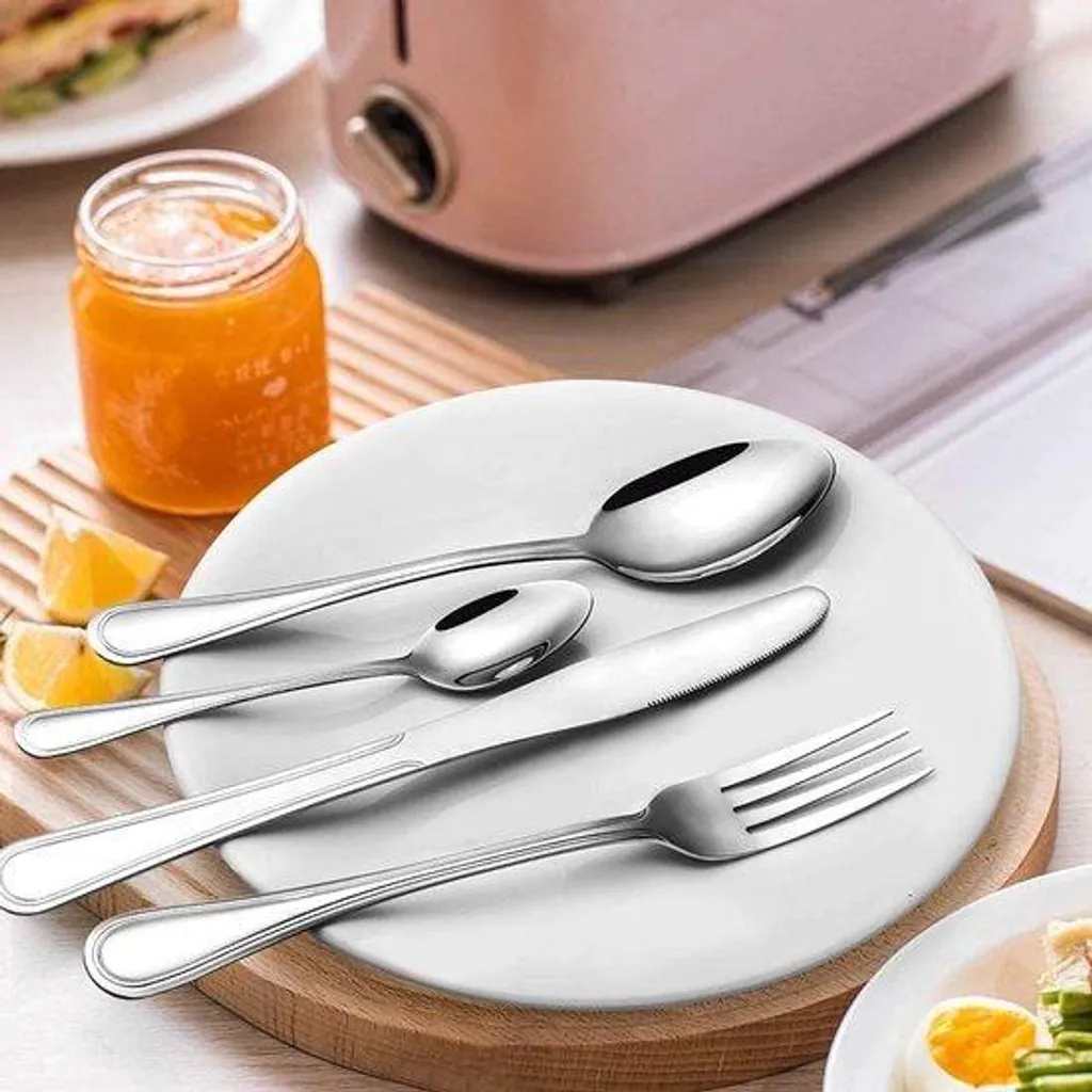 Ménagère 60 pièces en acier inoxydable poli brillant lavable au lave-vaisselle