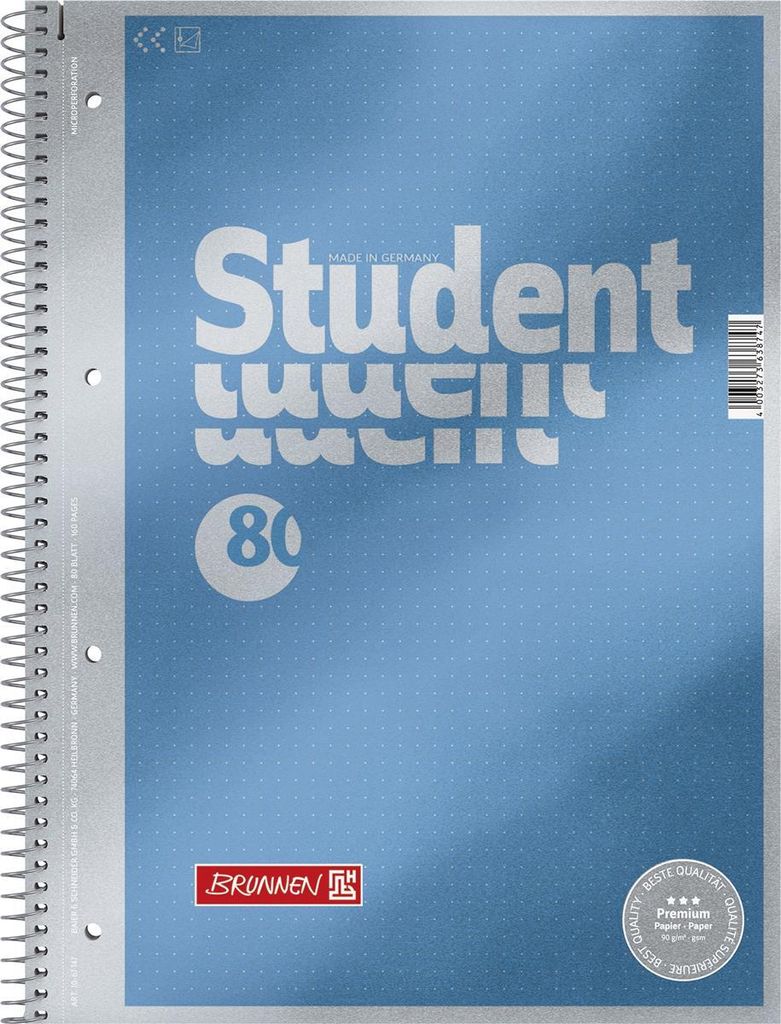 5X BRUNNEN 1067147 Collegeblock Premium Student, A4, 80 Produktbild 